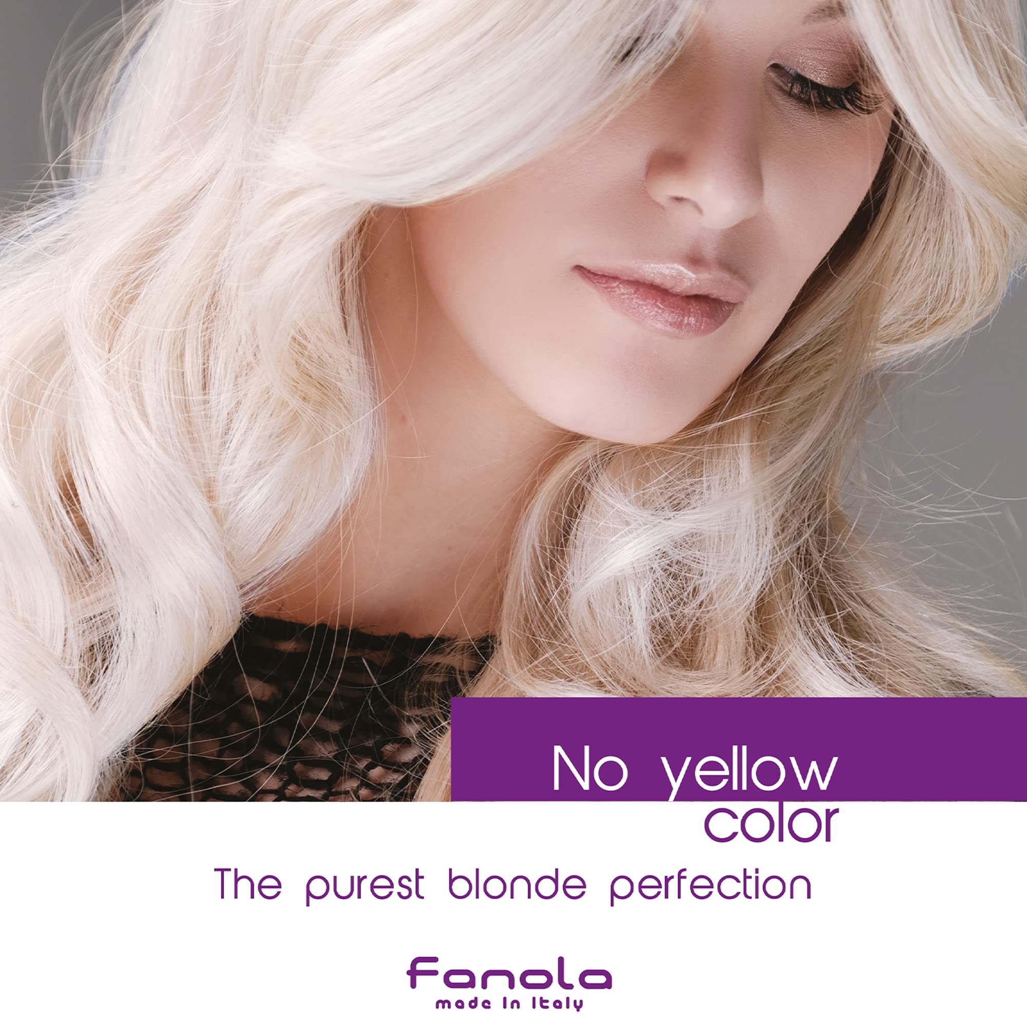 Fanola before and after toning comparison showing reduced brassiness