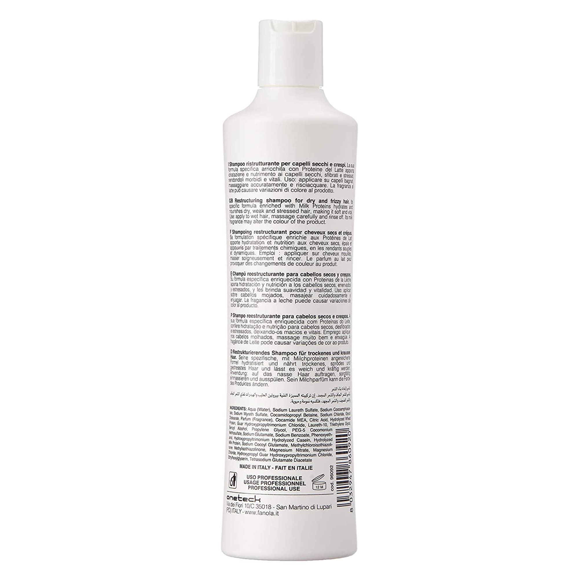 Fanola milk protein lather closeup on hair demonstrating hydration and smoother texture