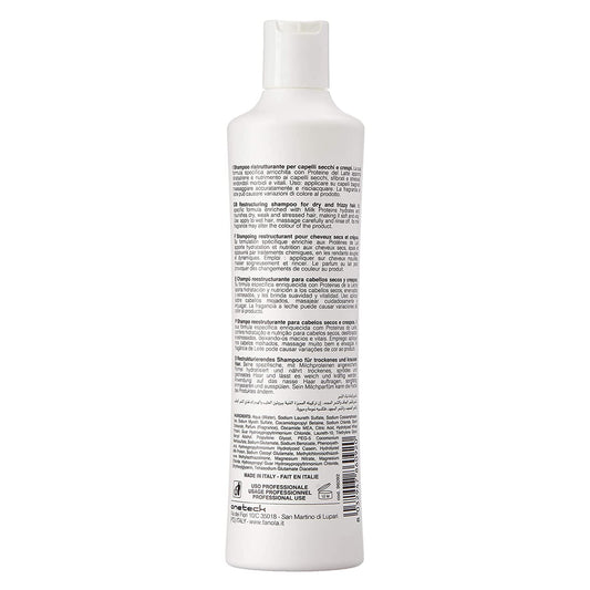 Fanola milk protein lather closeup on hair demonstrating hydration and smoother texture
