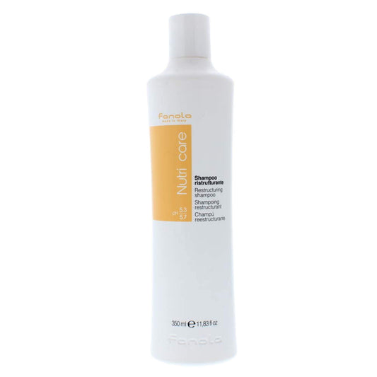 Fanola restructuring shampoo front bottle showing label and size for nourishing repair