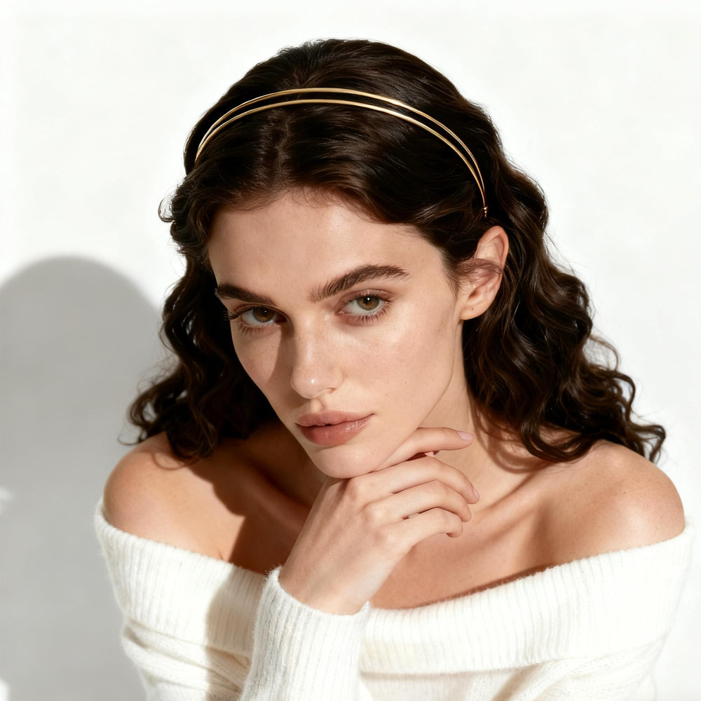 FANSSYA headband side profile illustrating slim aluminum alloy shape and flexible fit