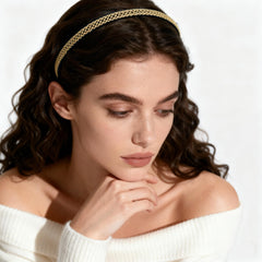 FANSSYA headband on model at event illustrating polished party styling benefit