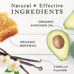 Farm & Bee ingredients flatlay with beeswax and organic oils for nourishment
