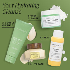 Farmacy cleanser in bathroom setting suggesting calming daily routine