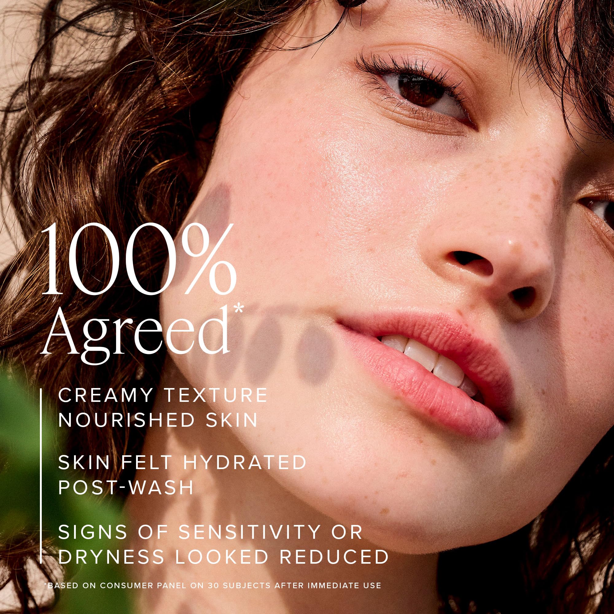 Farmacy creamy texture on hand illustrating rich lather and soft feel