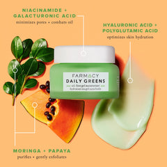 Farmacy moisturizer in hand showing 50ml scale for travel convenience