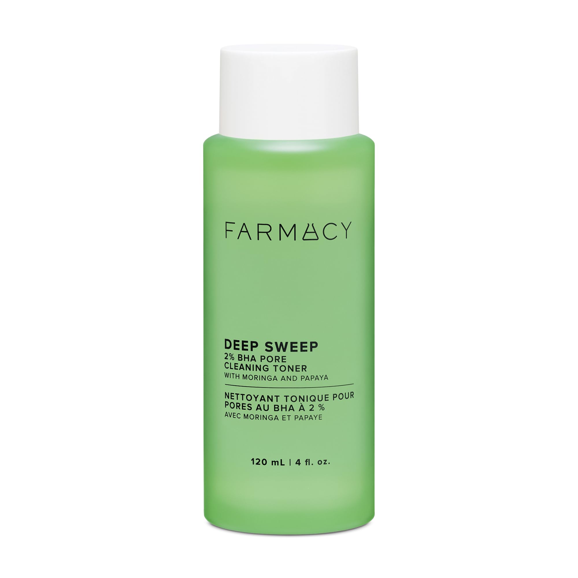 Farmacy front packaging showing 2% salicylic acid toner and clear benefits
