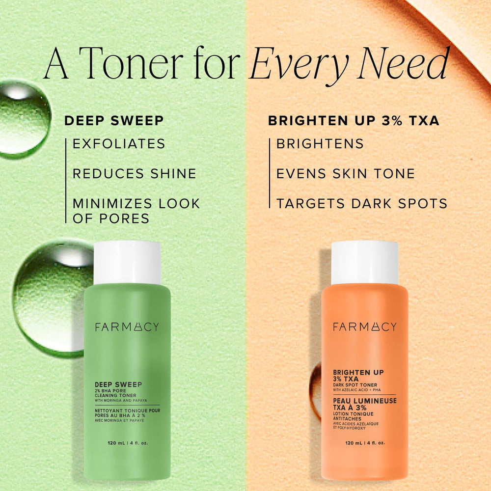 Farmacy on bathroom shelf lifestyle shot conveying daily skincare use