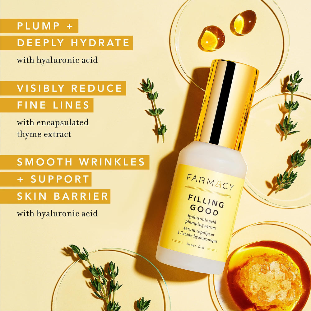 Farmacy serum texture drop highlighting lightweight hydration and plumping