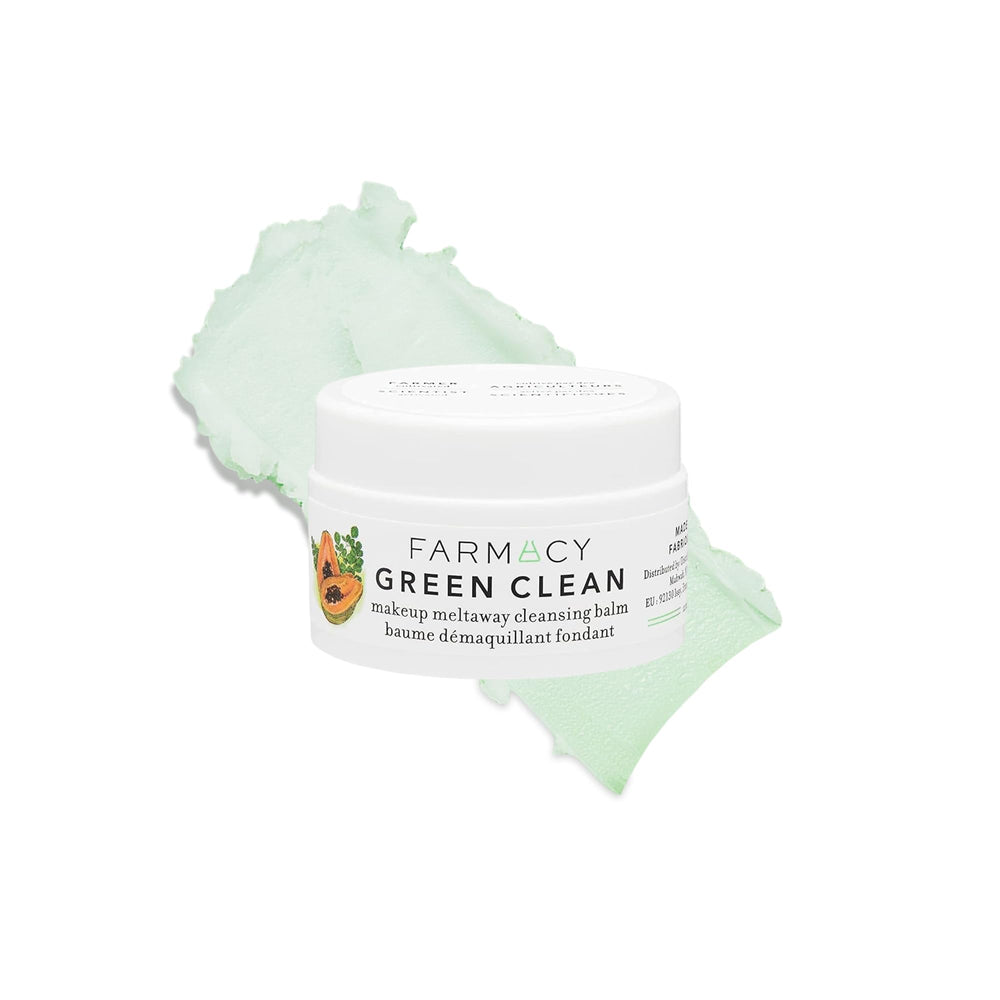 Farmacy Green Clean front jar clearly showing product and benefit of gentle makeup removal