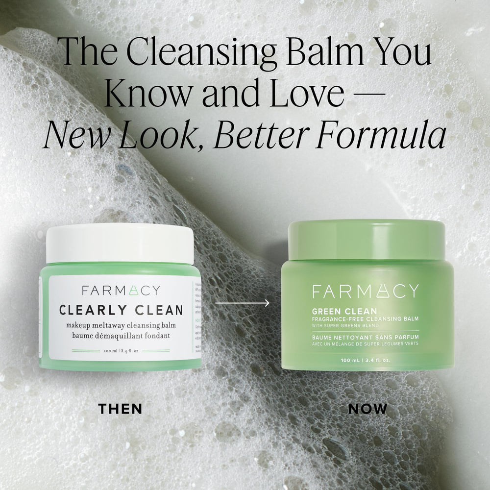 Open Farmacy balm texture close-up showing creamy balm that melts on contact