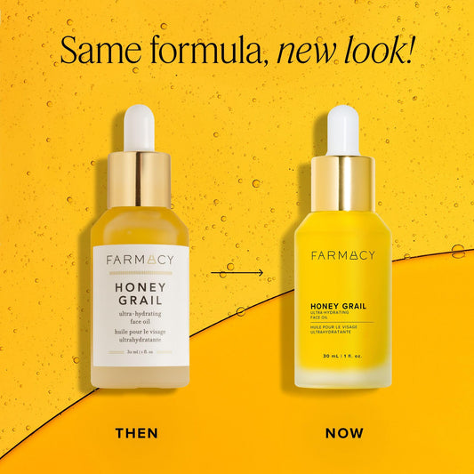 Farmacy Honey Grail oil droplet texture demonstrating lightweight absorption and radiant finish