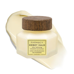 Farmacy Honey Halo jar front view showing hydrating cream and benefits