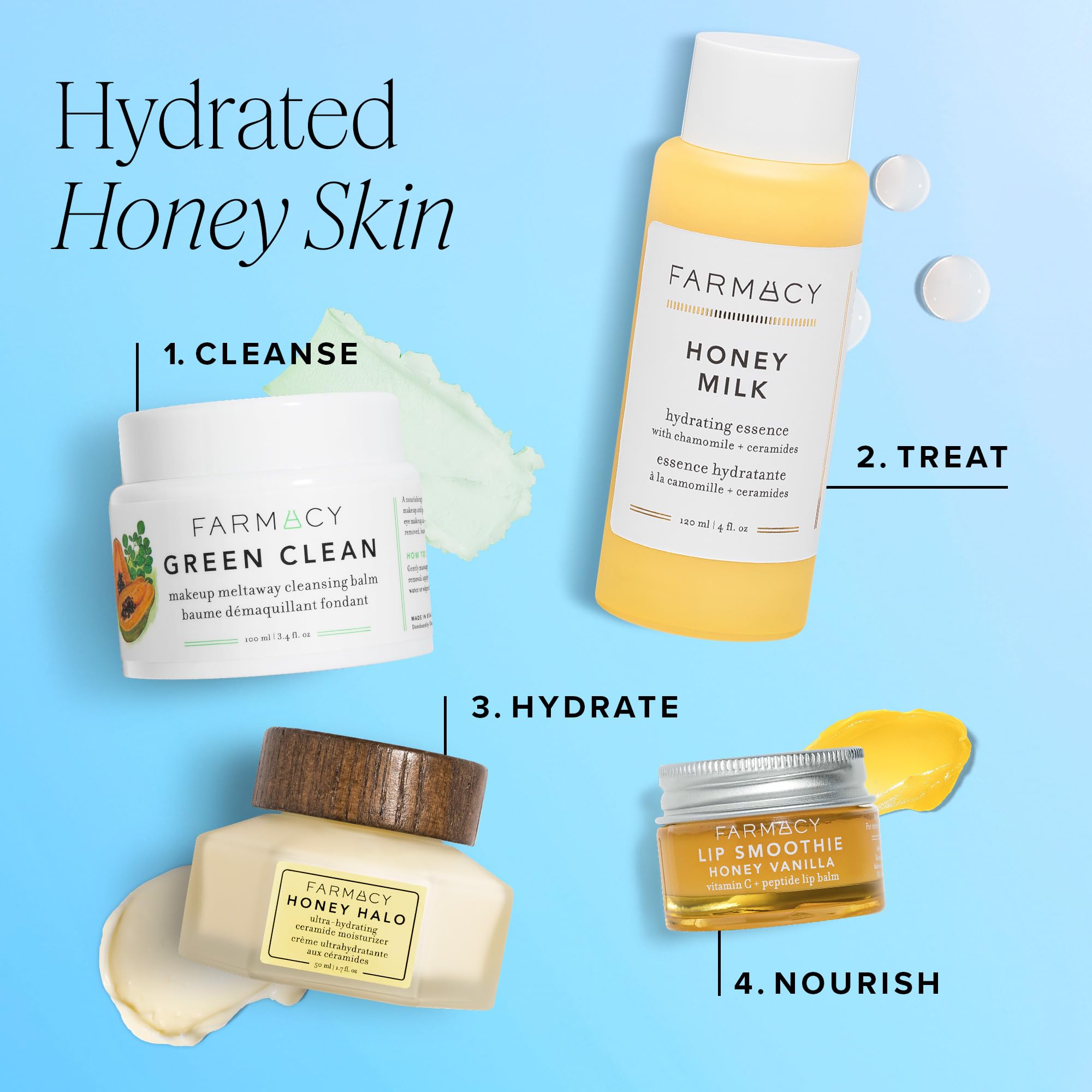 Farmacy Honey Halo packaging label close-up showing key ingredients
