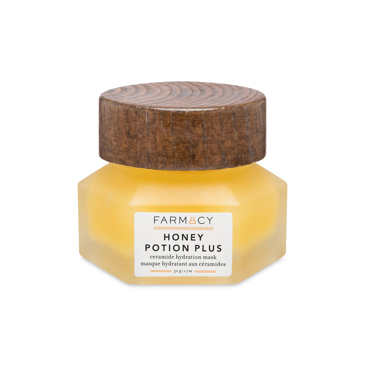 Farmacy jar front view showing label and compact 50g size for clear product ID