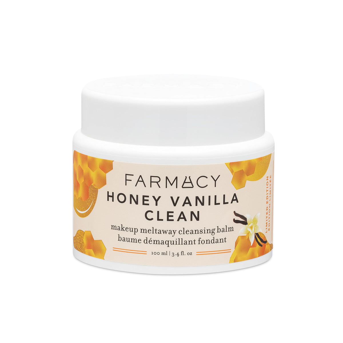 Farmacy jar front view showing label and nourishing benefit