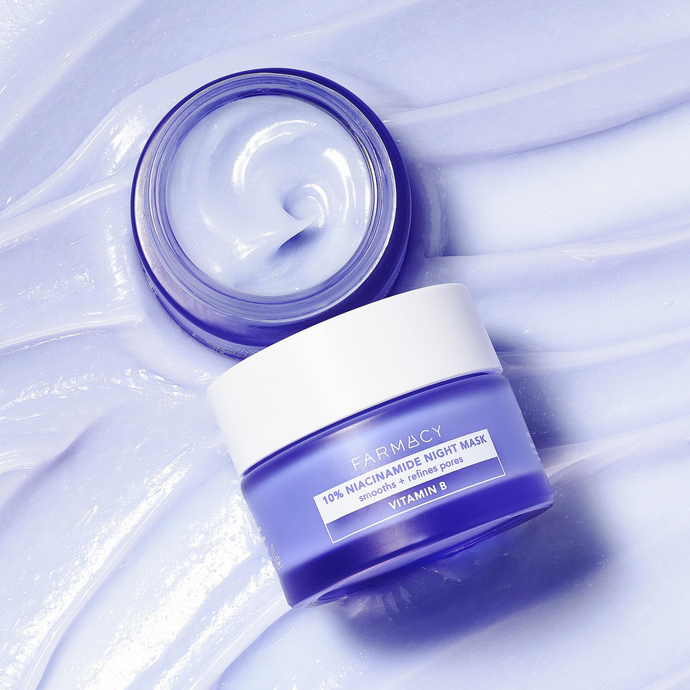 Farmacy open jar displaying smooth mask texture, demonstrating easy night application