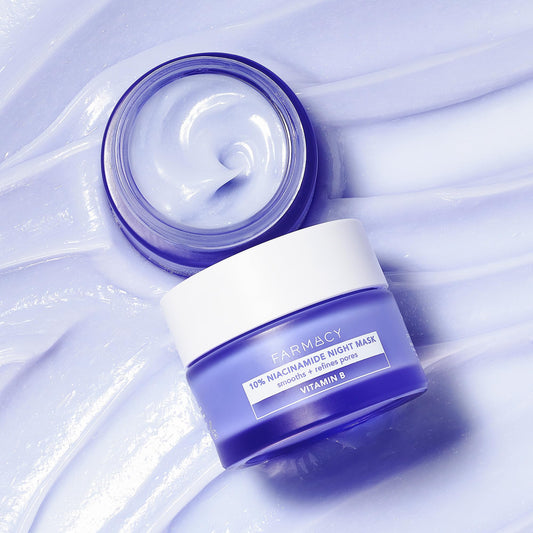 Farmacy open jar displaying smooth mask texture, demonstrating easy night application