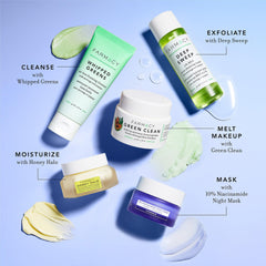 Farmacy model’s morning skin glow after mask use, illustrates smoother hydrated complexion