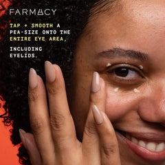 Close-up of Farmacy label highlighting key active ingredients benefit