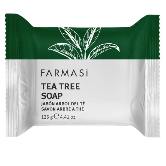 FARMASi front packaging showing the tea tree soap and brand benefit