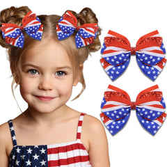 FARSYOD front view of patriotic bow set showing red white blue design and sparkle benefit