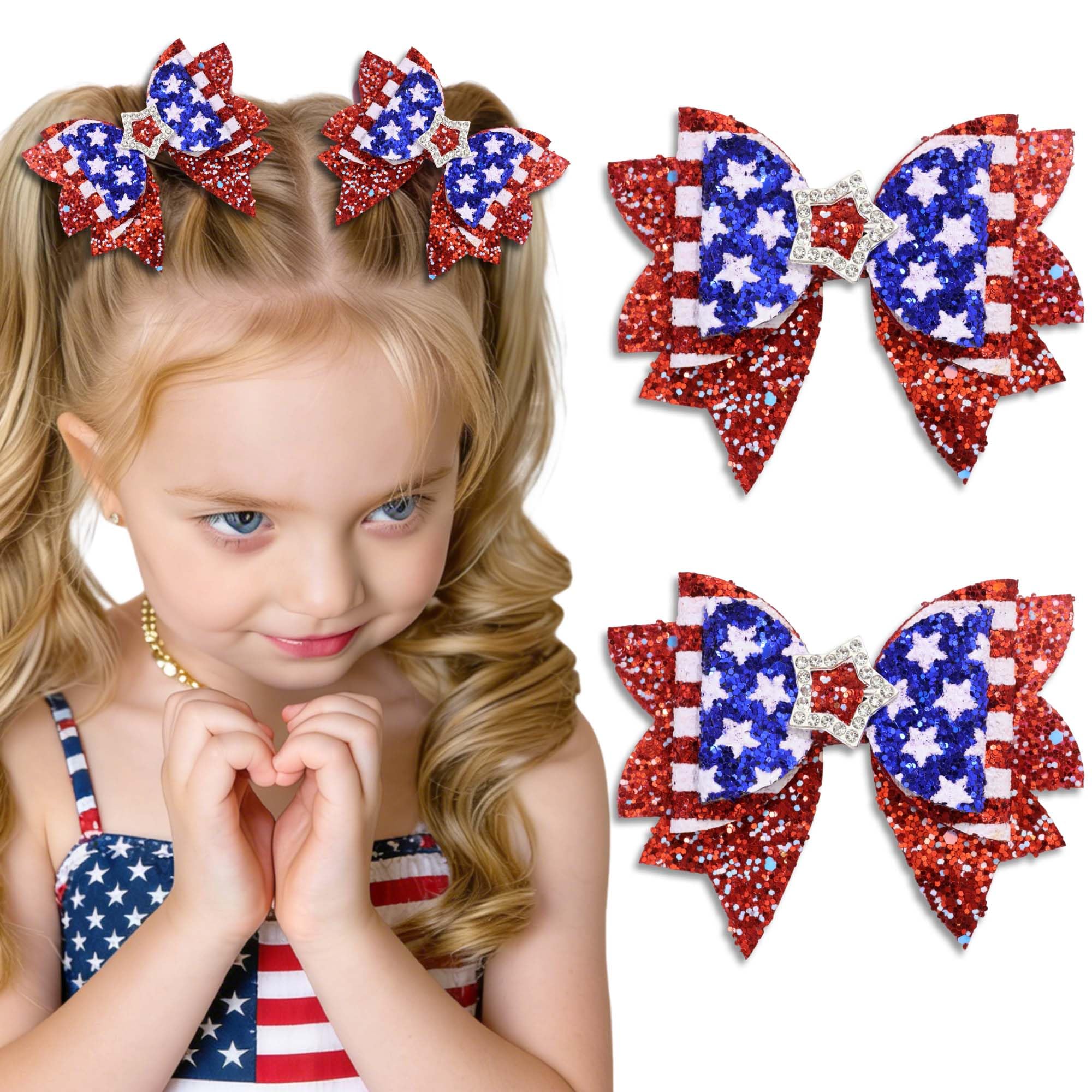 FARSYOD front view of patriotic bows showing bold flag-inspired design and instant festive flair