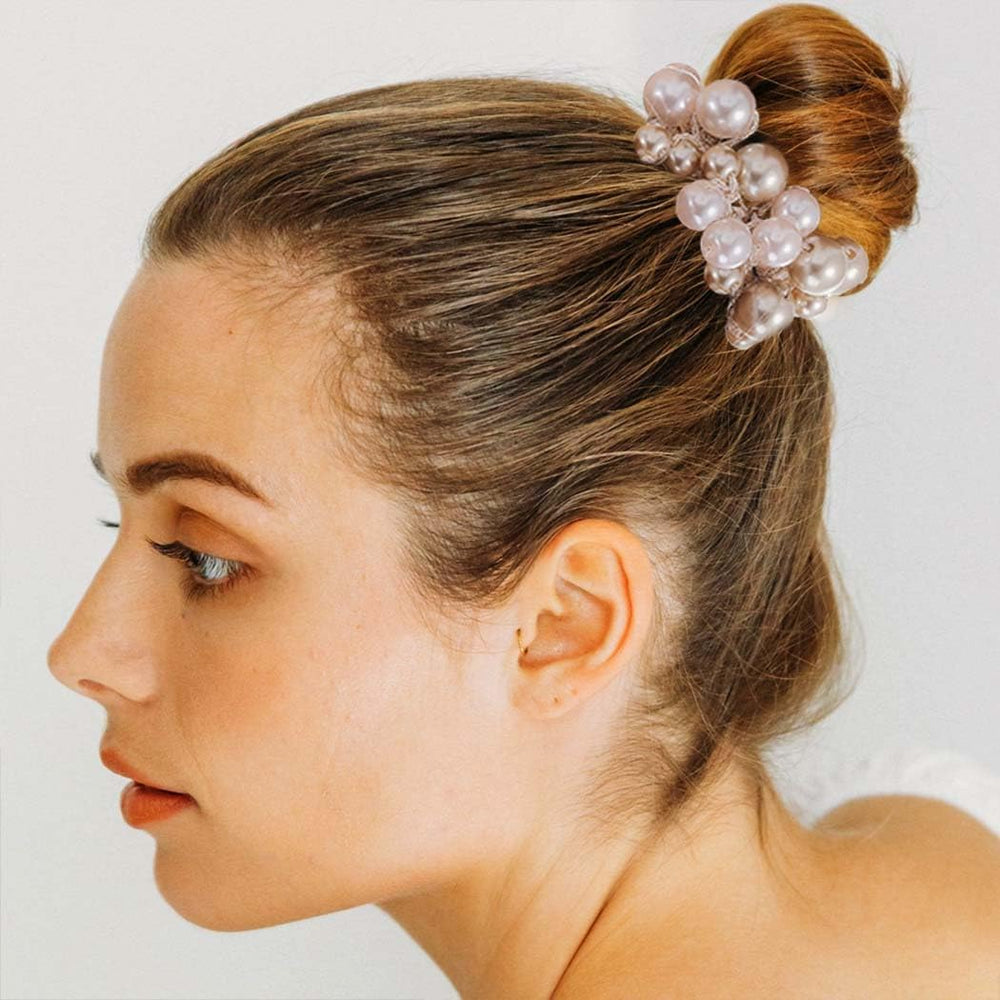 Fashey scrunchie styled with wedding dress showing subtle elegant accent
