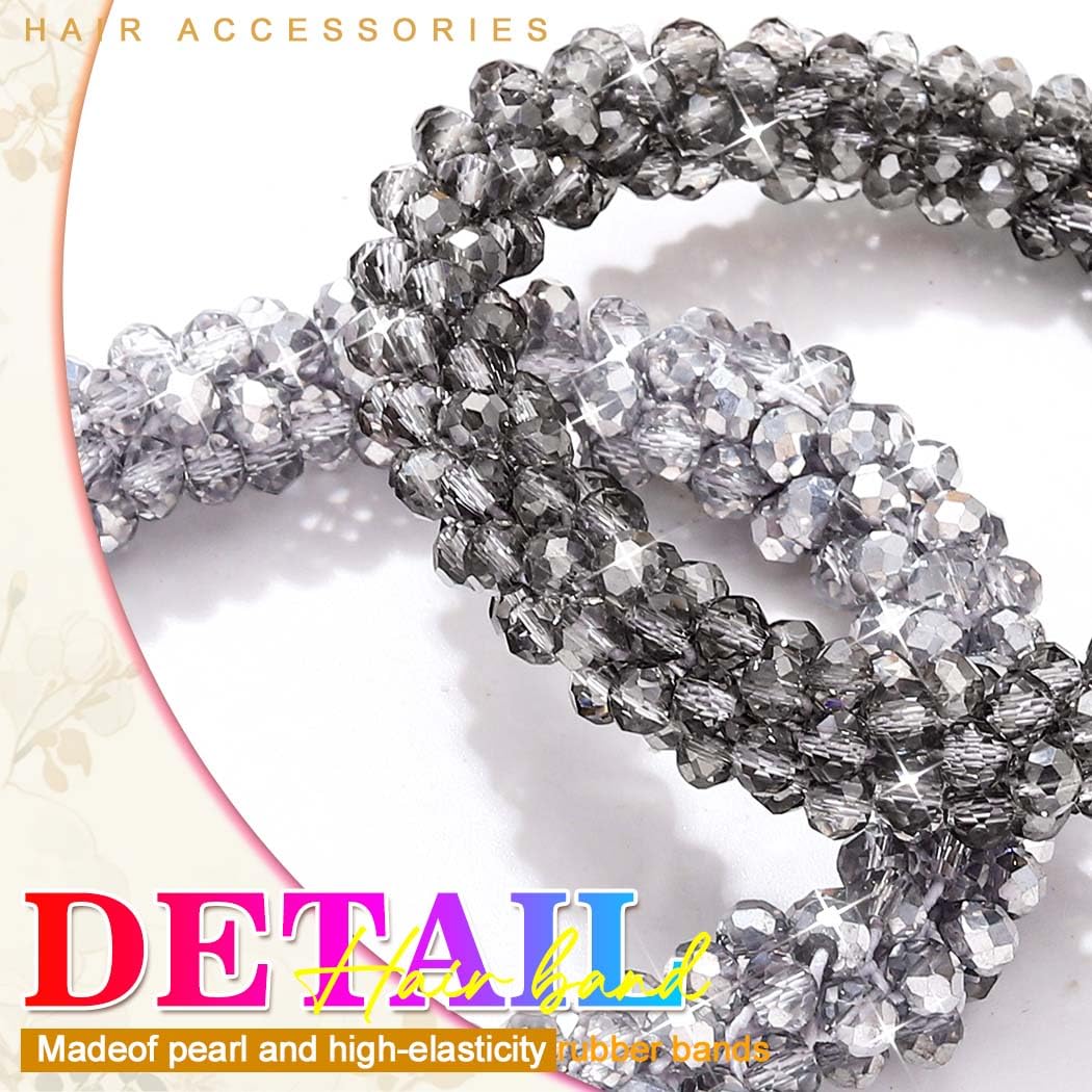 Fashey hair tie holding a high ponytail, adds sparkle to hairstyle
