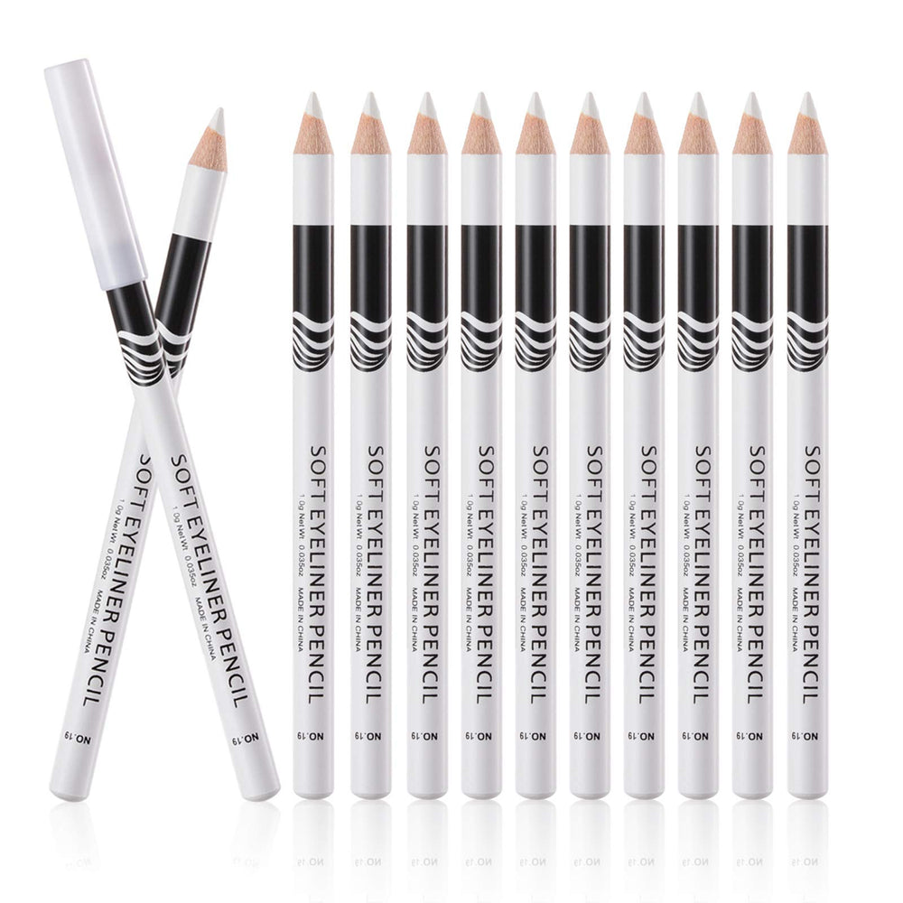 Fashionwu front packaging showing 12 white eyeliner pencils and neat arrangement