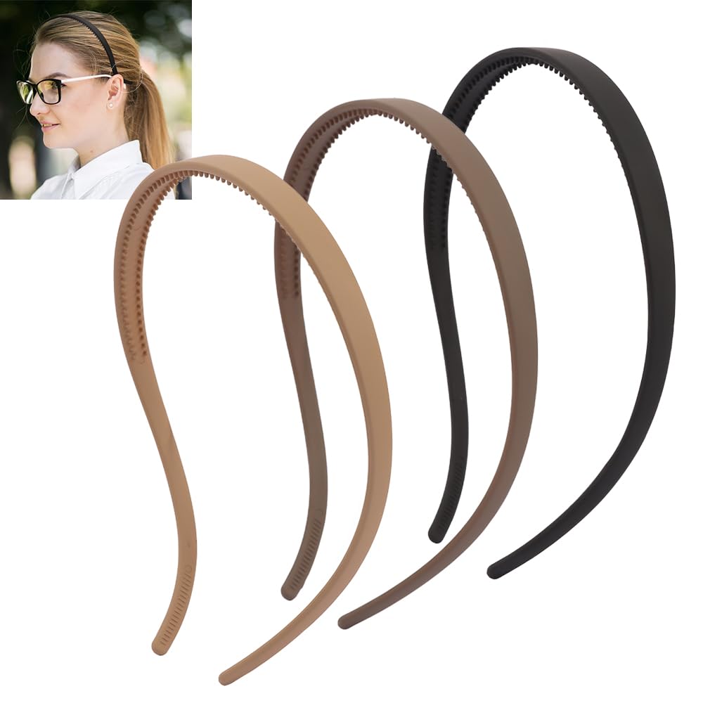 FASOTY front view of three headbands showing neutral colors and thin profile for comfort