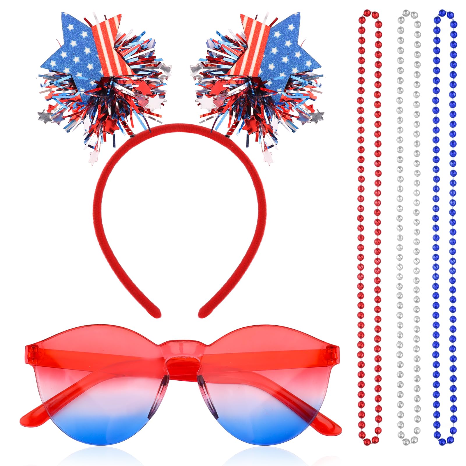 FASOTY headband front view showing patriotic sparkle and comfortable fit