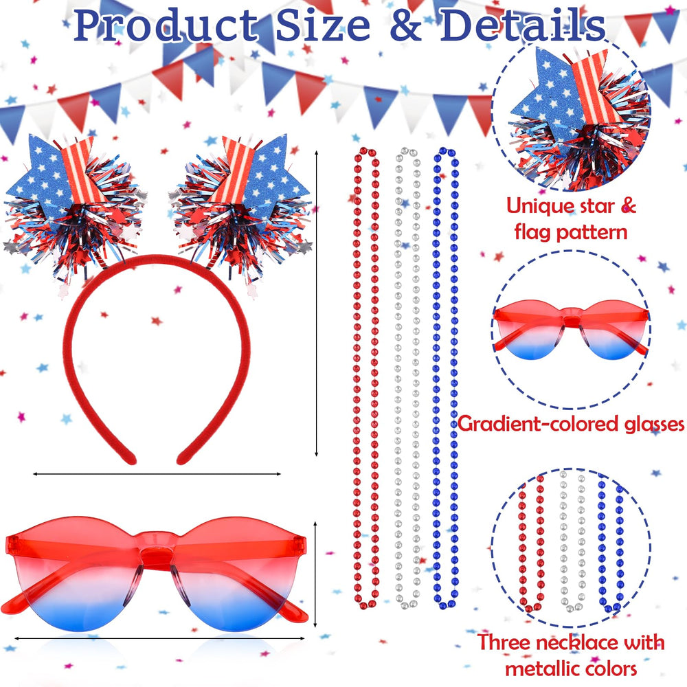 FASOTY three necklaces layered to show matching patriotic accents