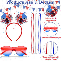 FASOTY three necklaces layered to show matching patriotic accents