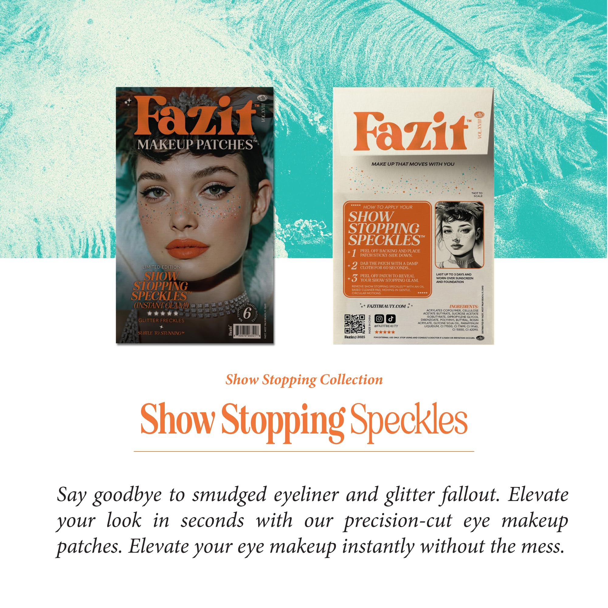 Fazit on model at festival, showcases waterproof sparkle and long-lasting wear