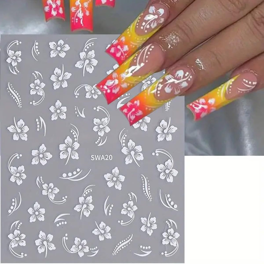 FBABFBUO applied on polished nails showing a neat floral manicure finish