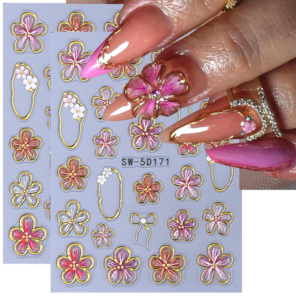 FBABFBUO front packaging showing two floral decal sheets with color benefits