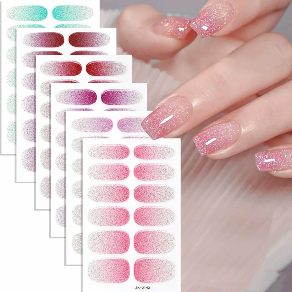 FBABFBUO front packaging showing six full-wrap designs and two strips for quick manicure