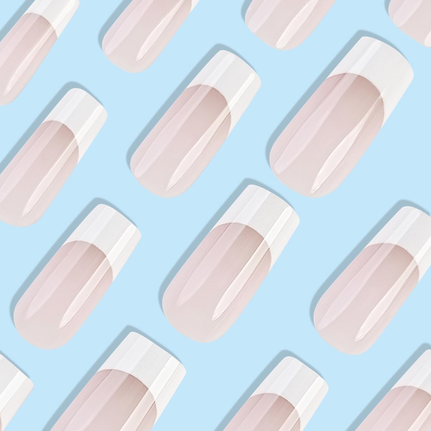 FBABFBUO hand applying press-on nail demonstrating easy at-home application benefit