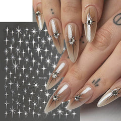 FBABFBUO metallic star decal on nail tip, adds instant shimmer