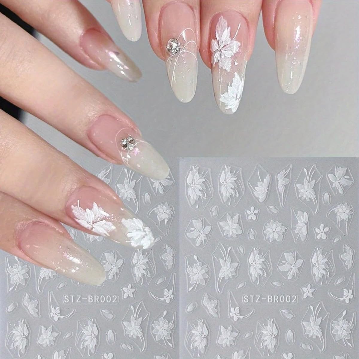FBABFBUO floral stickers on a phone case and card showing versatile craft uses benefit