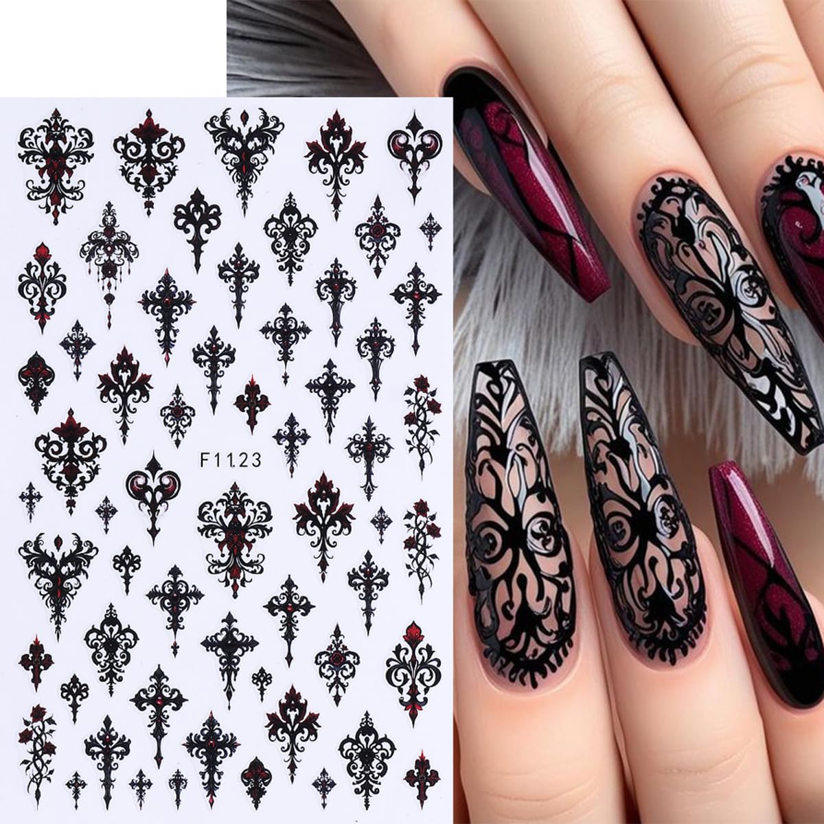 FBABFBUO sheet detail with gothic skulls, bats and Y2K architecture for striking accents