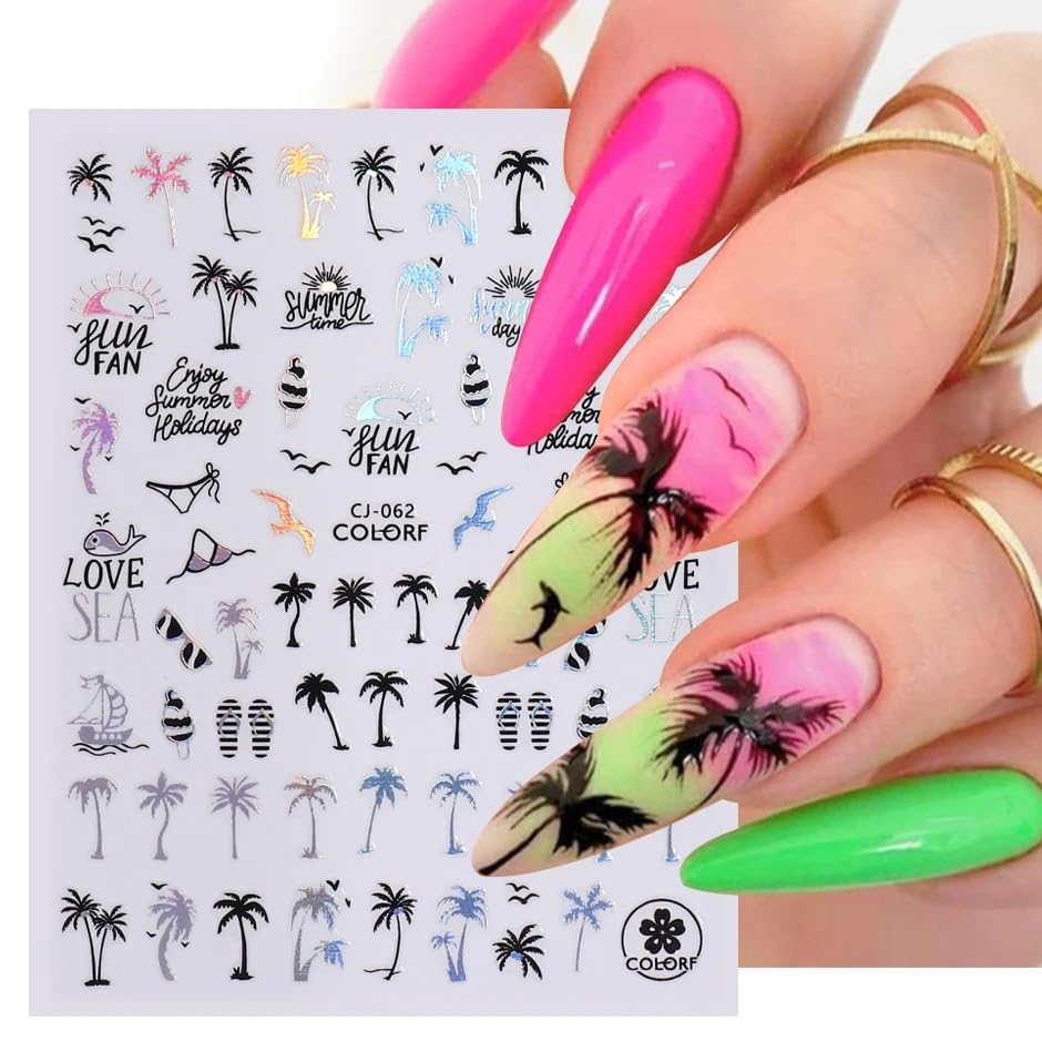 FBABFBUO stickers on acrylic nail tip illustrating how designs fit nail shapes