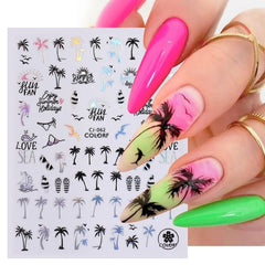 FBABFBUO stickers on acrylic nail tip illustrating how designs fit nail shapes