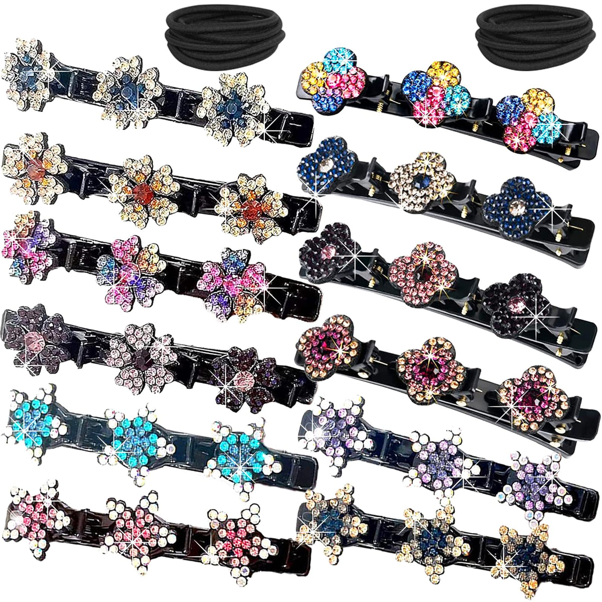 FCLEIH front view of 24-piece set showing double-layer clips and sparkle benefit