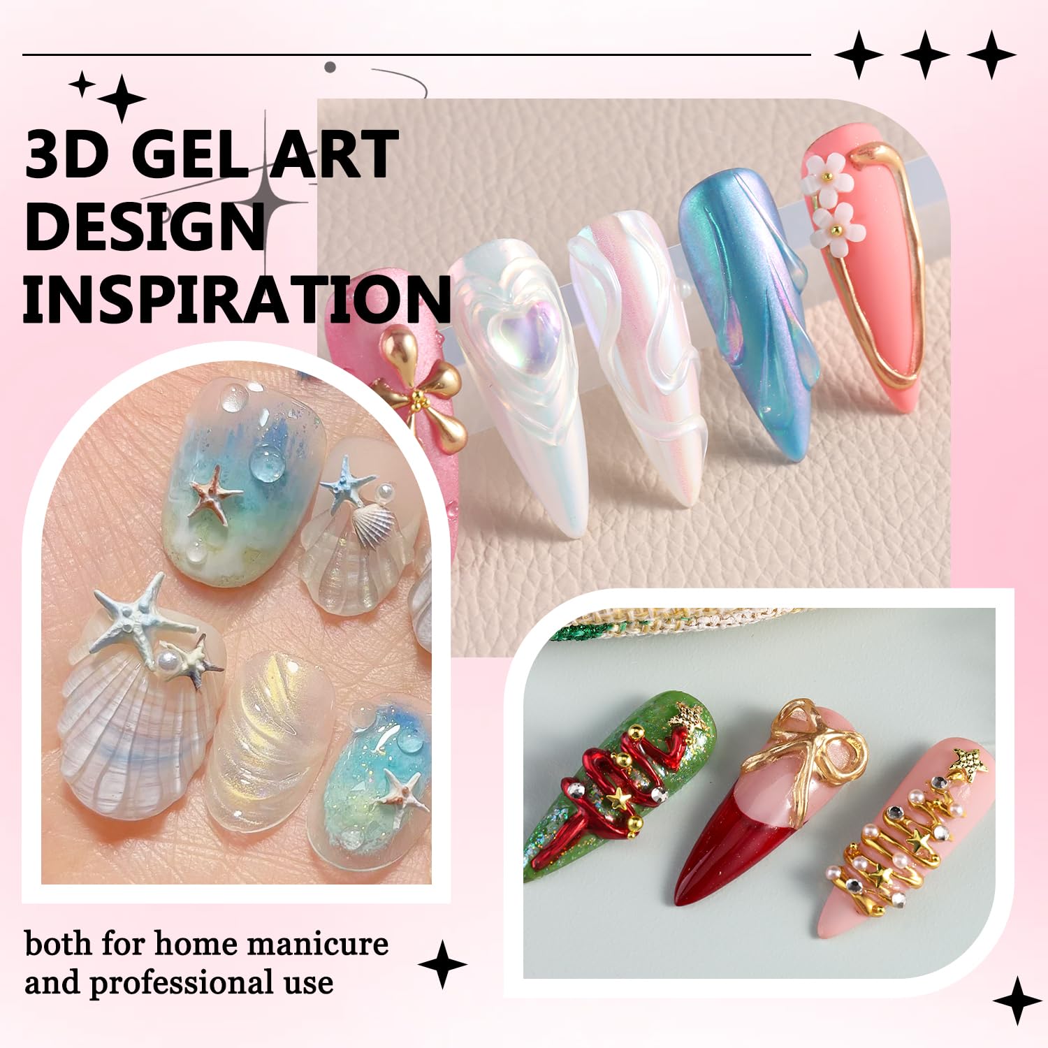 Fcozpjk finished 3D nail design on a hand, showcasing volume and chrome accents