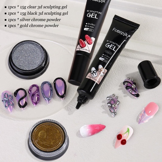 Fcozpjk black sculpting gel tube close-up showing nozzle for precise detailing benefit