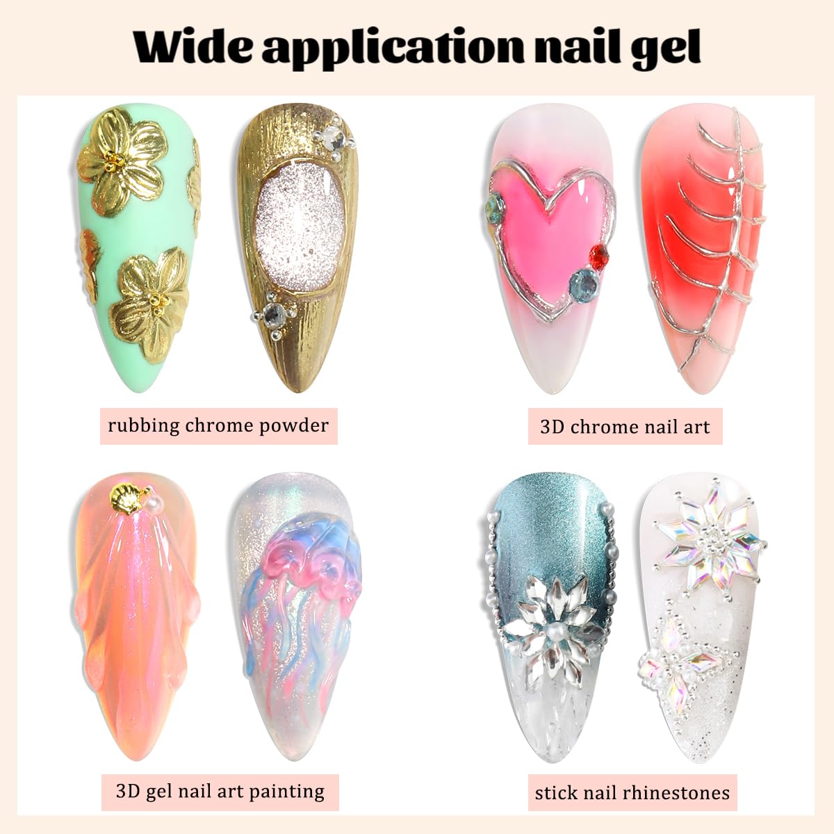 Fcozpjk cured nail with chrome powder delivering mirror shine