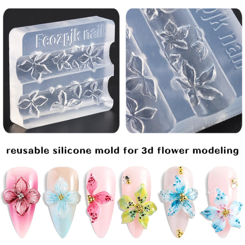 Fcozpjk finished 3D flower charms, high-relief decoration enhances nail art