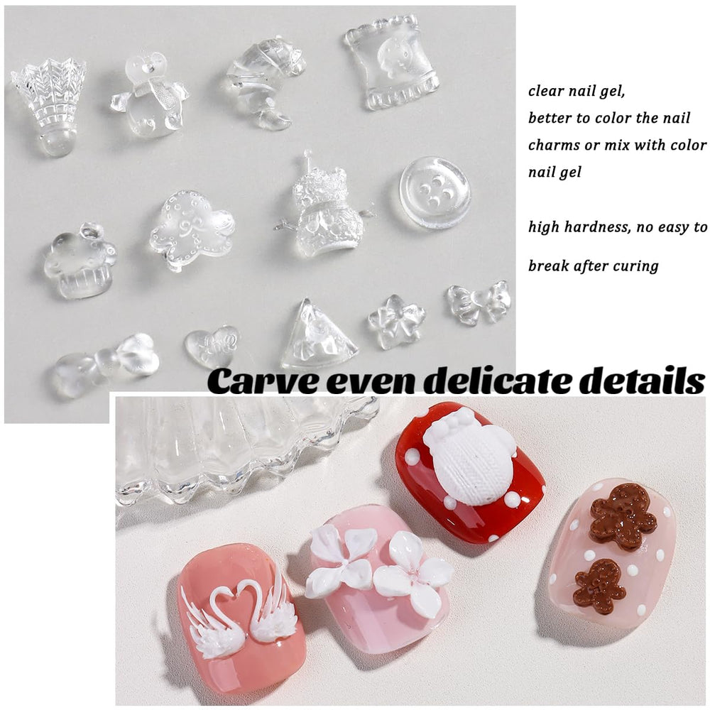 Fcozpjk set of demolded nail charms showing durable shapes and ready-to-finish edges